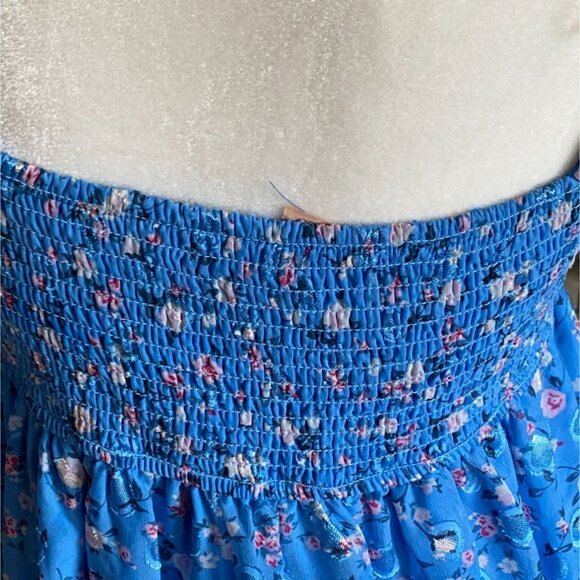 Boutique Womens Floral Square Neck Sundress-Blue-Size M-GUC - Picture 5 of 6